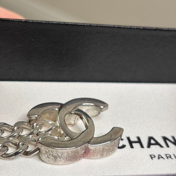Chanel Silver Double Chain Turnlock Bracelet - Picture 3 of 6